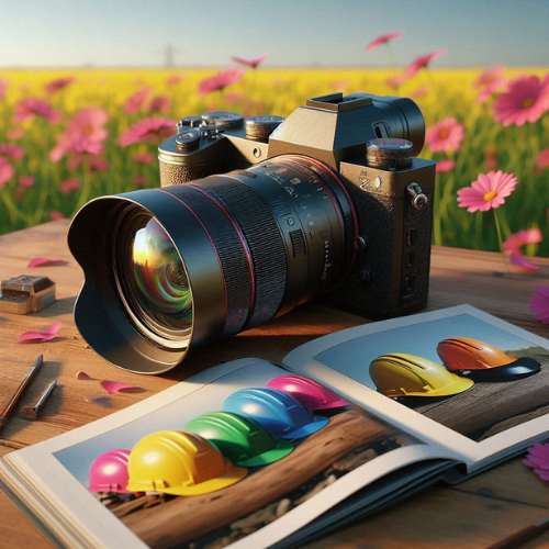 Images Impactantes et Sur Mesure pour un Site Web Unique L'image représente un appareil photo professionnel posé sur une table en bois, à côté d’un livre ouvert montrant des casques de chantier de différentes couleurs (jaune, bleu, rose, vert). En arrière-plan, un champ de fleurs roses baigne dans la lumière naturelle, symbolisant la créativité et l’originalité apportées aux projets visuels. Cette composition illustre la valeur ajoutée d’un site internet personnalisé dans le secteur du BTP, en utilisant des images uniques et percutantes, co-créées avec l'intelligence artificielle. La présence de casques colorés dans le livre évoque le dynamisme et la diversité, tandis que l'appareil photo et le cadre naturel suggèrent la qualité et l'authenticité d’images faites sur mesure pour chaque client. En intégrant des visuels impactants, votre site web capte l’attention et laisse une impression durable aux visiteurs, tout en reflétant l’identité de votre secteur. Mots-clés SEO supplémentaires : Images personnalisées pour sites BTP Co-création IA pour visuels web Impact visuel pour professionnels du bâtiment Photos sur mesure pour sites internet