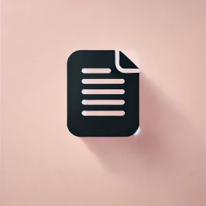 Illustration minimaliste d’un document en noir sur fond rose pastel, symbolisant la gestion et création de documents administratifs.
